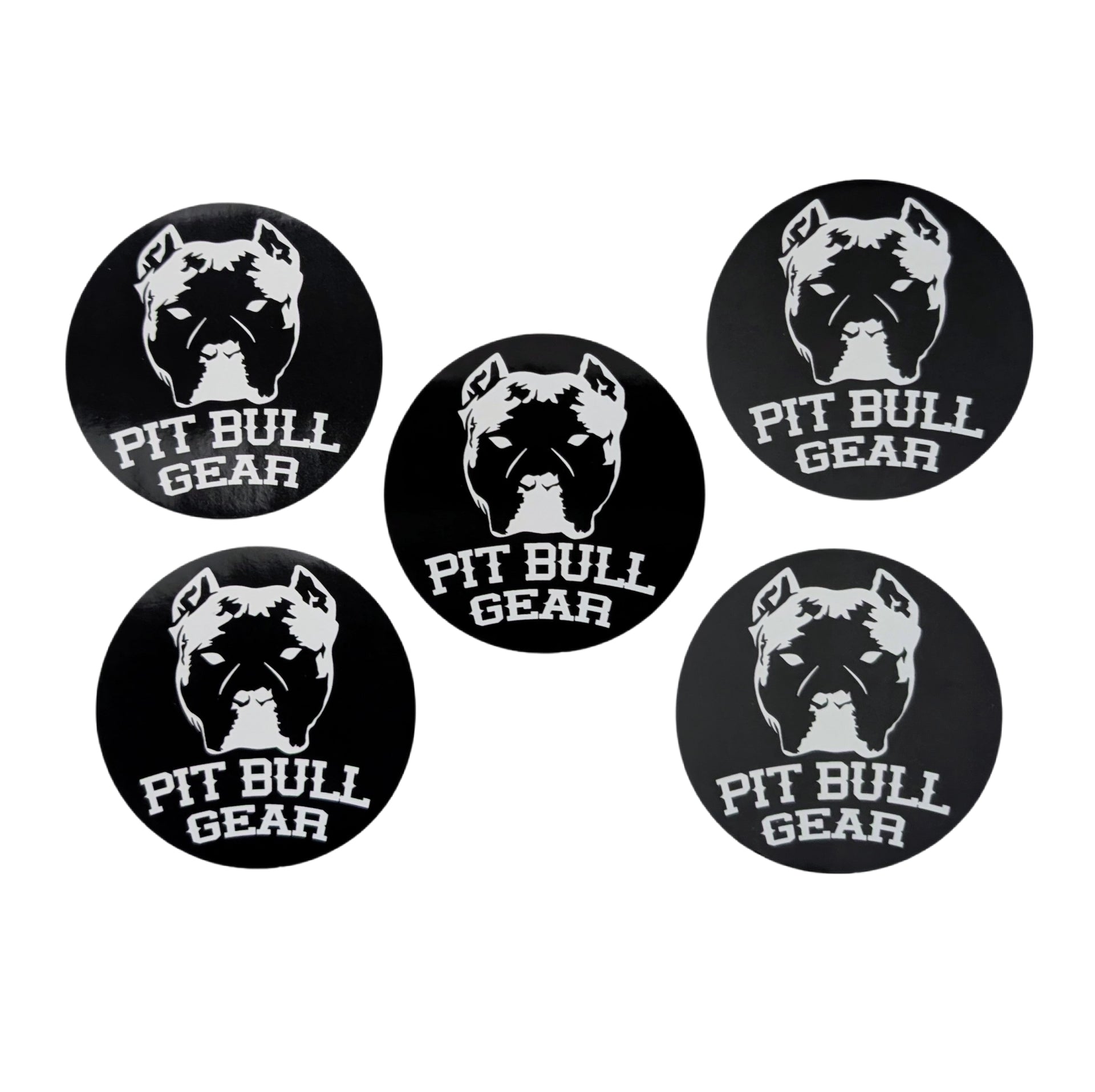 Pit Bull Gear Sticker Pack – 5 Round 3" Stickers