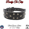 *Black Genuine Leather Tapered Dog Collar Studs 2" Wide (15"-17.5")
