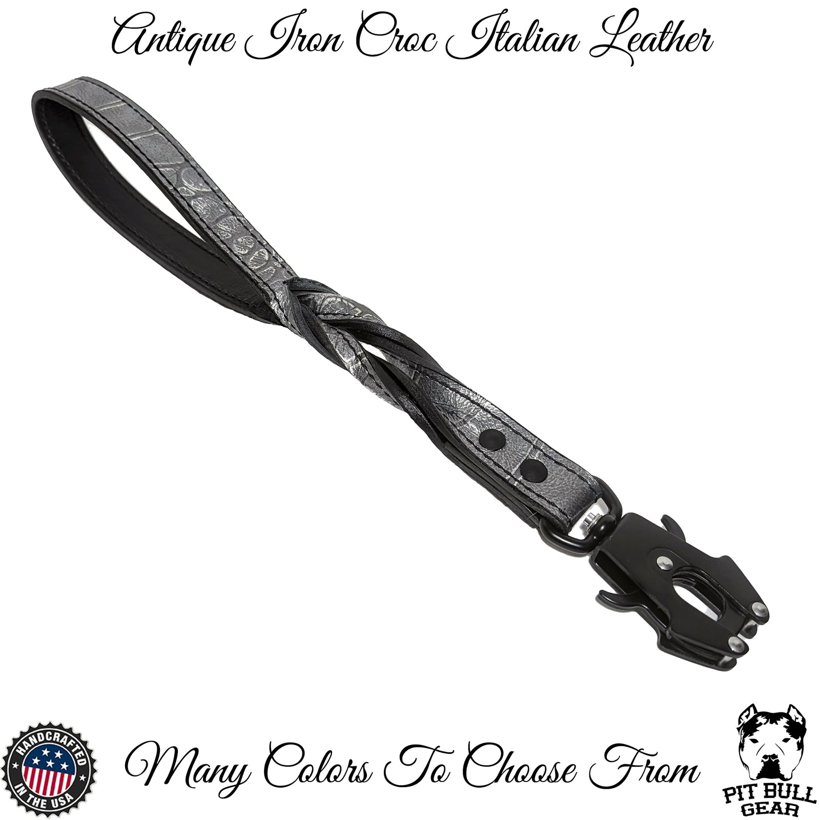 Custom Made 1" Wide Italian Leather Traffic Leash — Personalized Short Control Lead (15"–18")