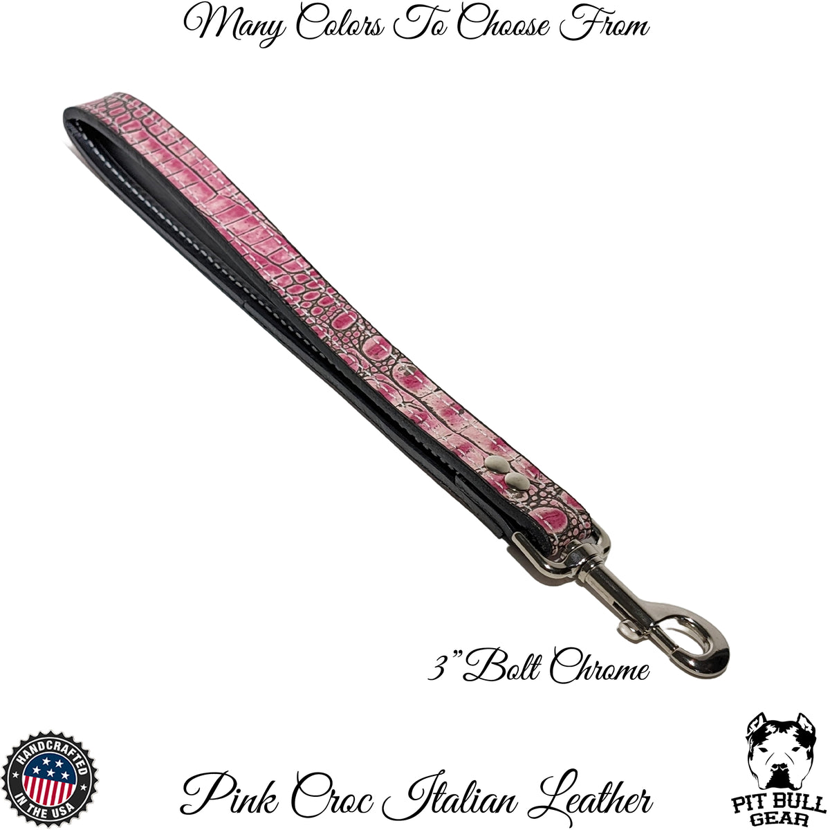 Custom Made 1" Wide Italian Leather Traffic Leash — Personalized Short Control Lead (15"–18")