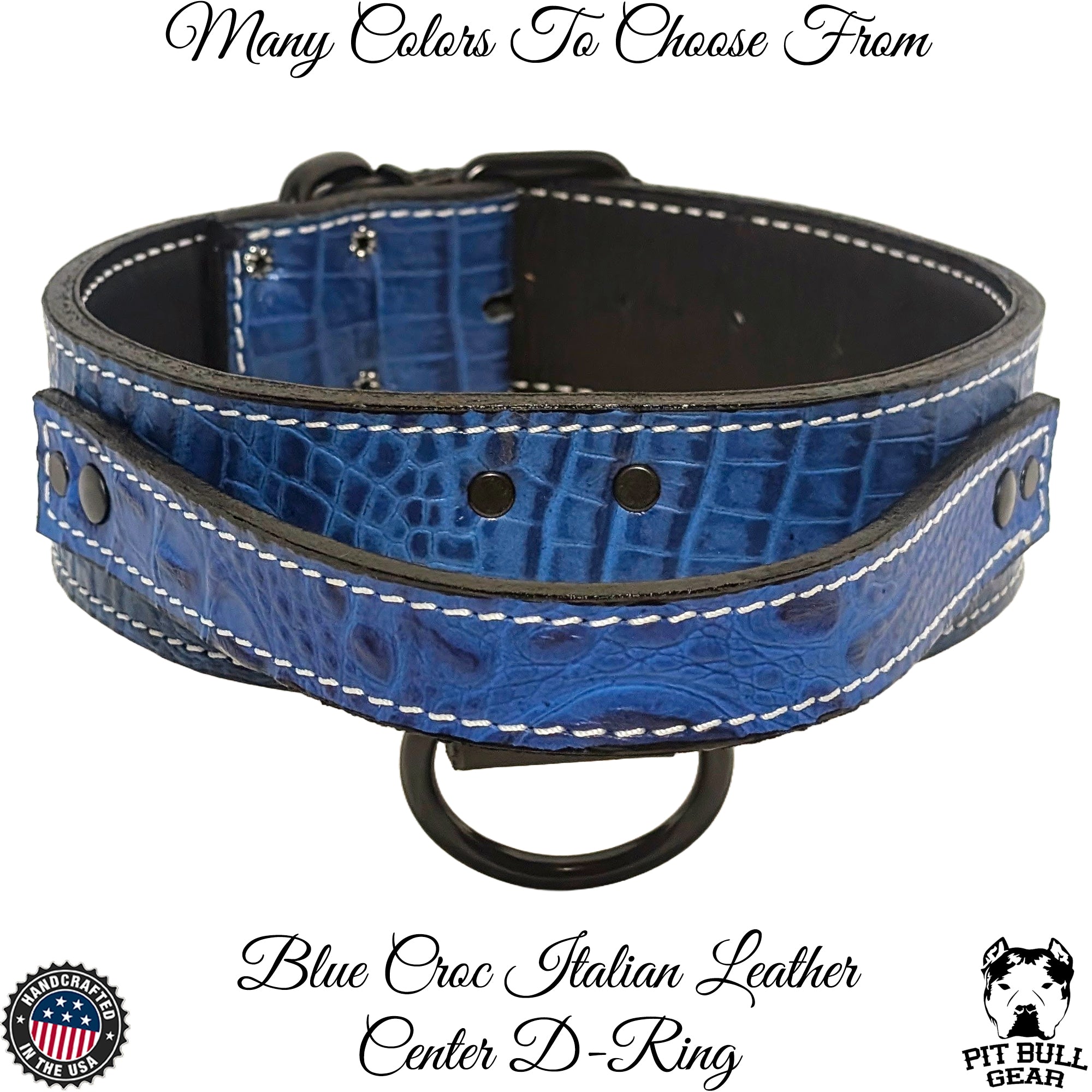 Leather Agitation Collar Working Dog Collar with Handle 2 Wide AGT1 Pit Bull Gear
