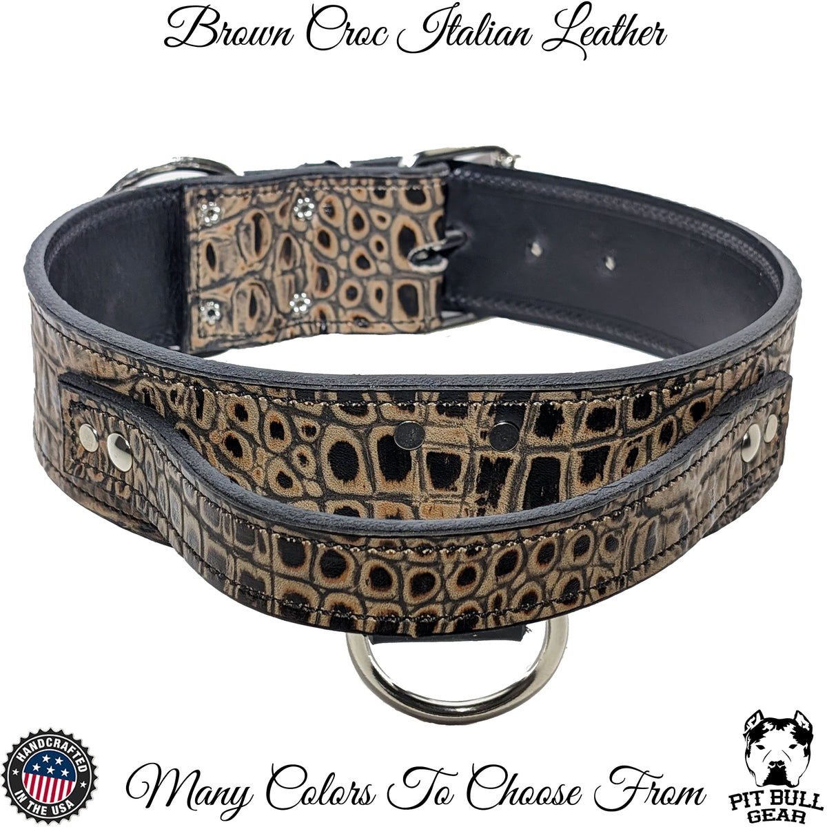 AGT1 - 2" Wide Leather Agitation Dog Collar with Handle