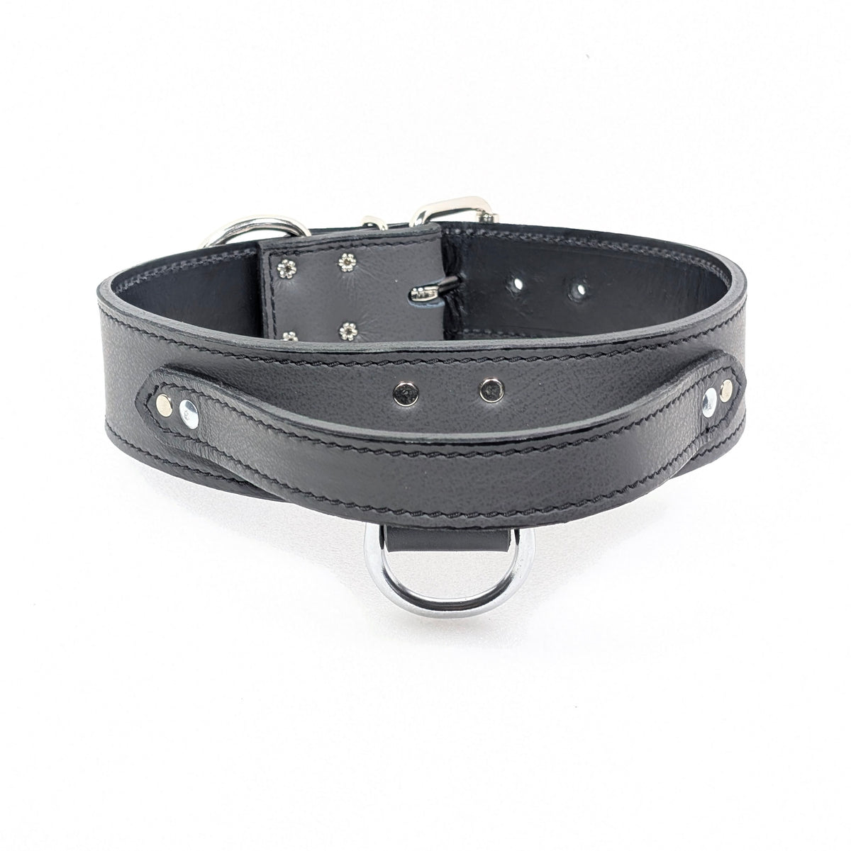 AGT1 - 2&quot; Wide Leather Agitation Dog Collar with Handle