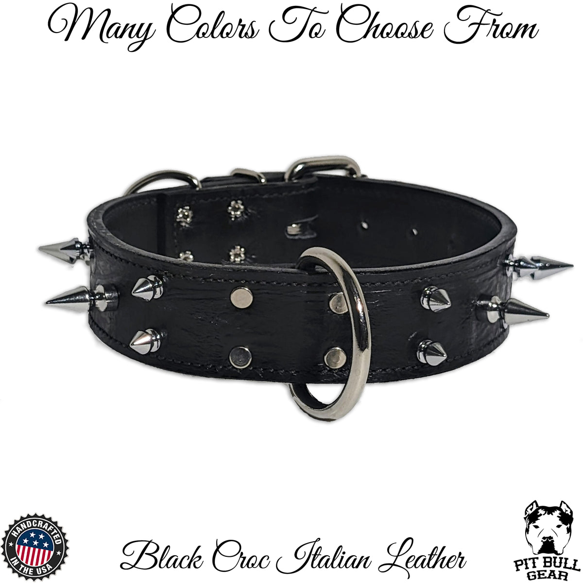 V17 - 1.5" Wide Spiked Leather Dog Collar