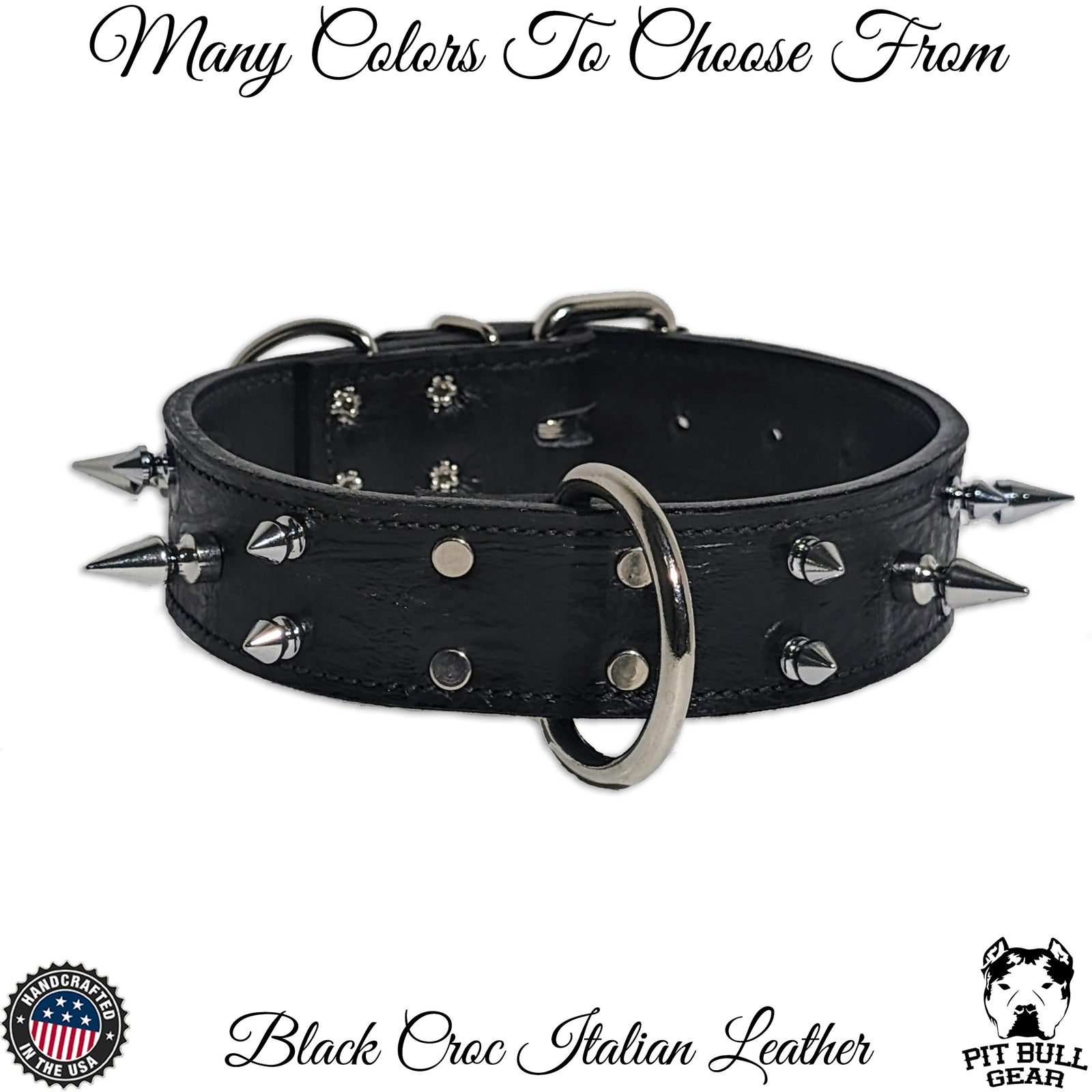 V17 - 1.5" Wide Spiked Leather Dog Collar