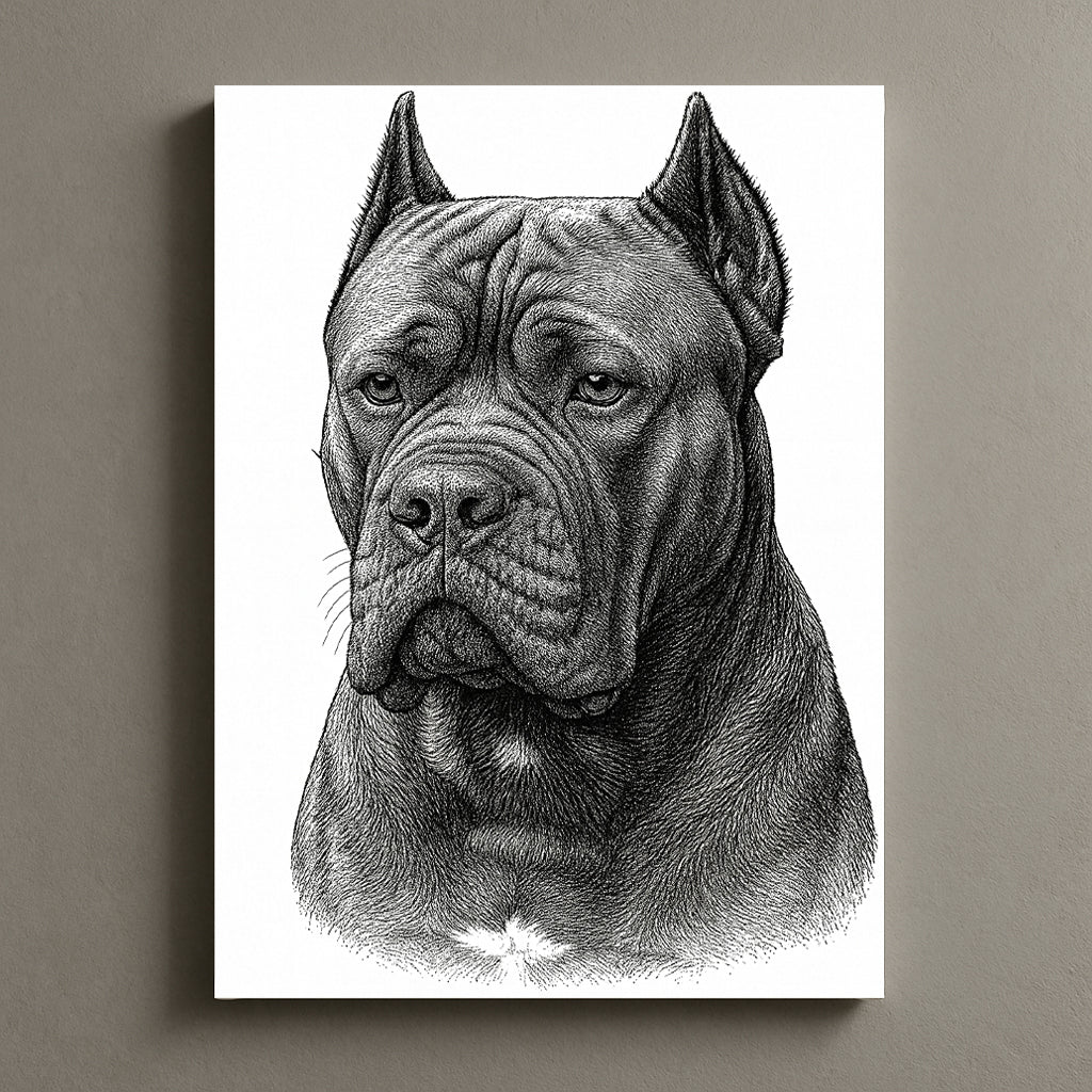 Custom Pen & Ink Dog Portrait | Hand-Drawn Style Digital Illustration