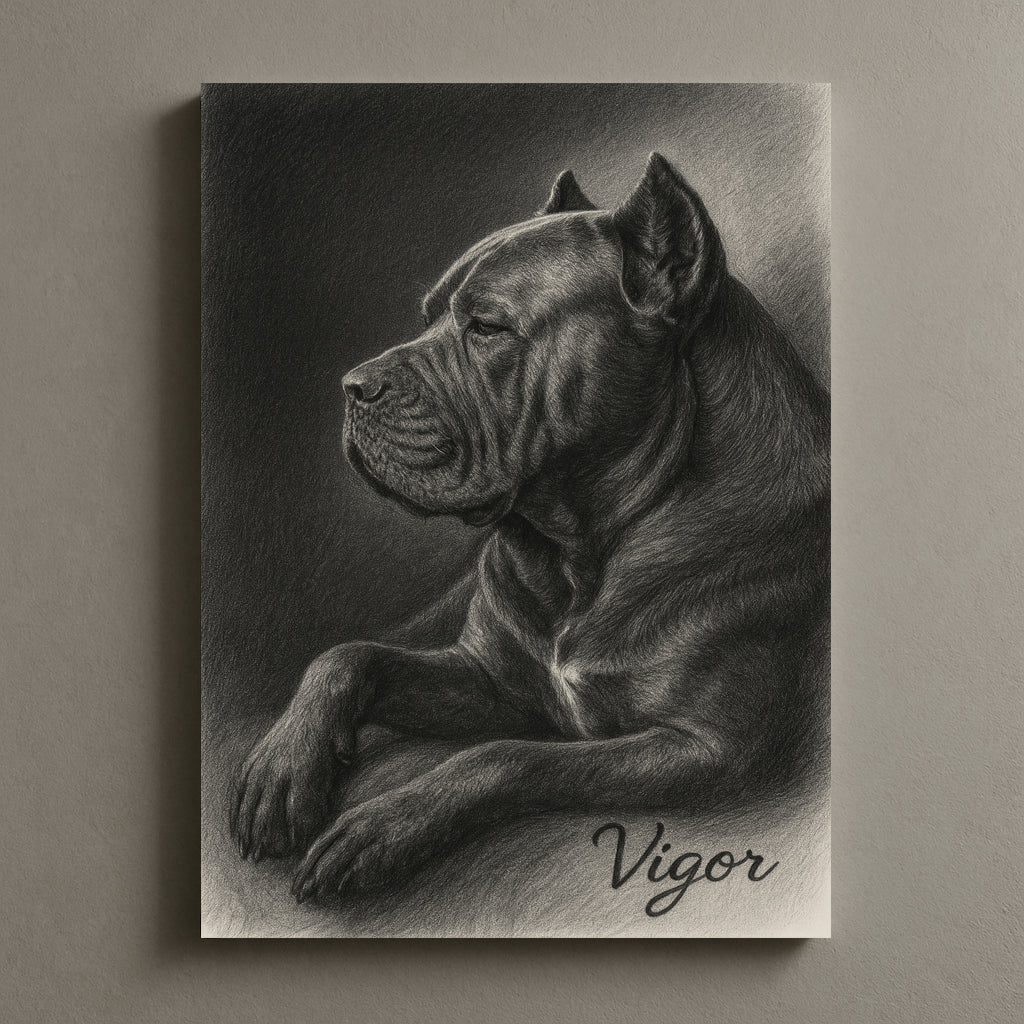 Custom Charcoal Style Pet Portrait – Digital Dog Art from Your Photo