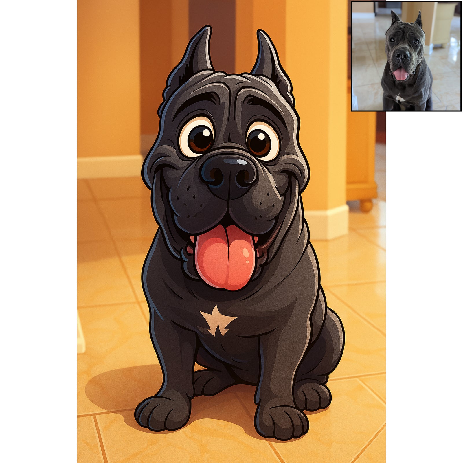 Custom Funny Dog Cartoon Caricature – Digital Pet Portrait with Bold Colors & Humor