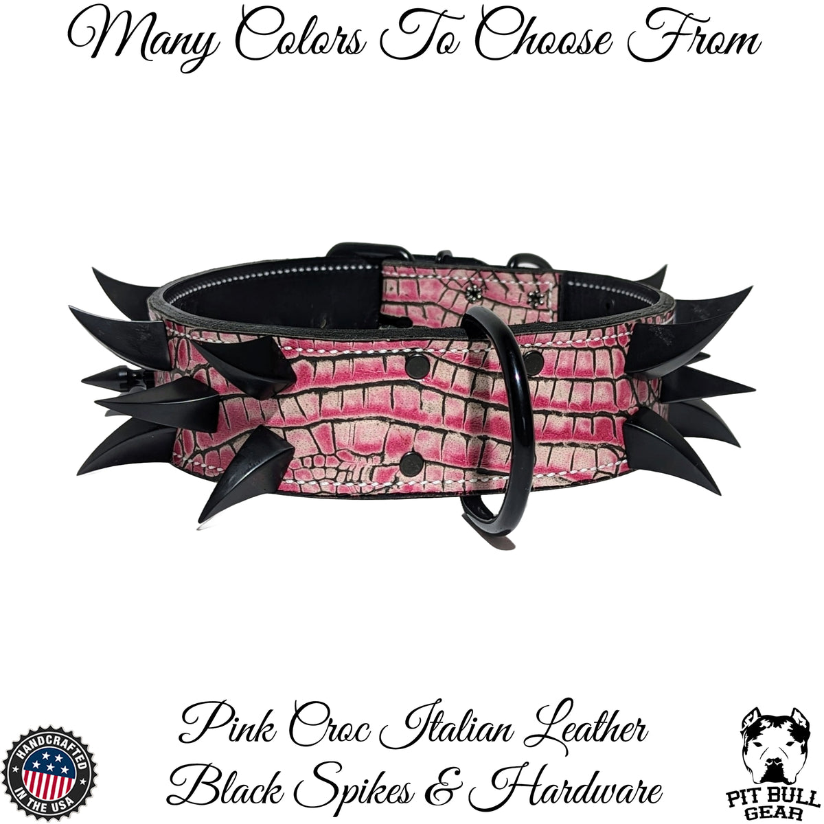 W2 - 2" Wide Spiked Leather Dog Collar