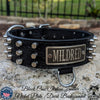 W48 - 2" Personalized Name Plate Bucket Studded Leather Dog Collar