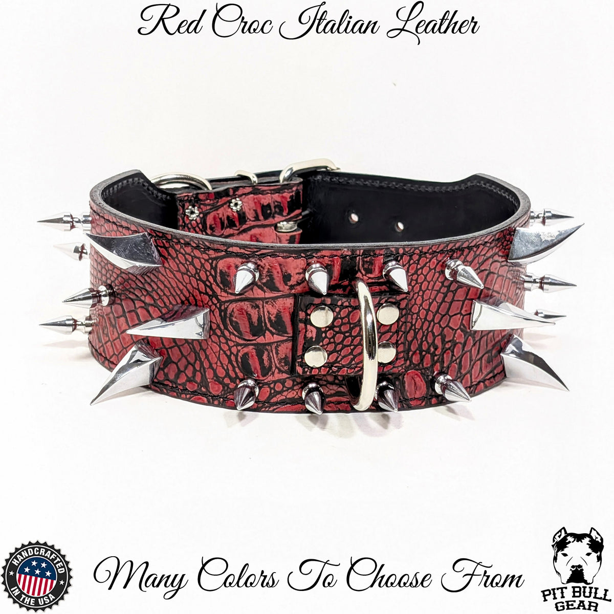 XC30 - 3" Wide Spiked Leather Dog Collar