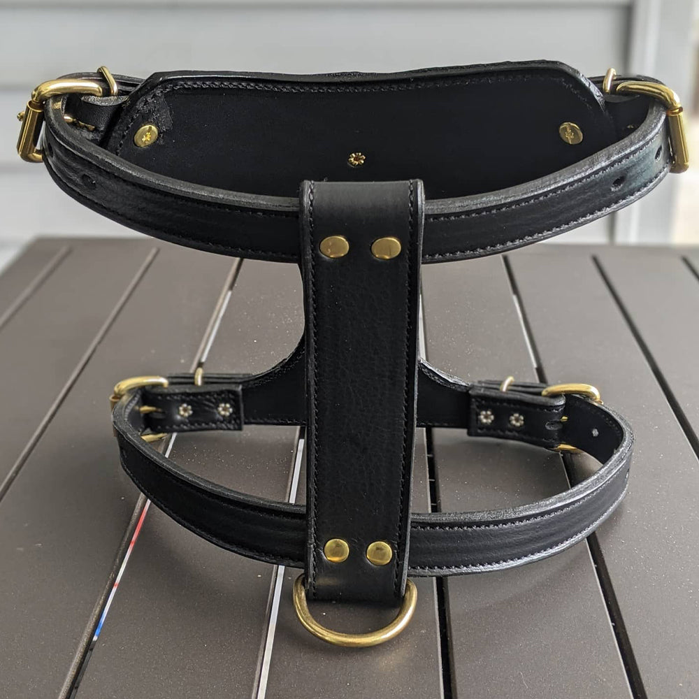 French Bulldog Leather Harness Black