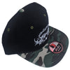 PIT BULL GEAR FLAT BILL SNAPBACK HAT BLACK W/CAMO BRIM