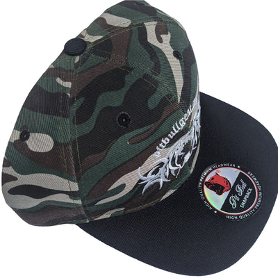 PIT BULL GEAR FLAT BILL SNAPBACK HAT CAMO W/BLACK BRIM