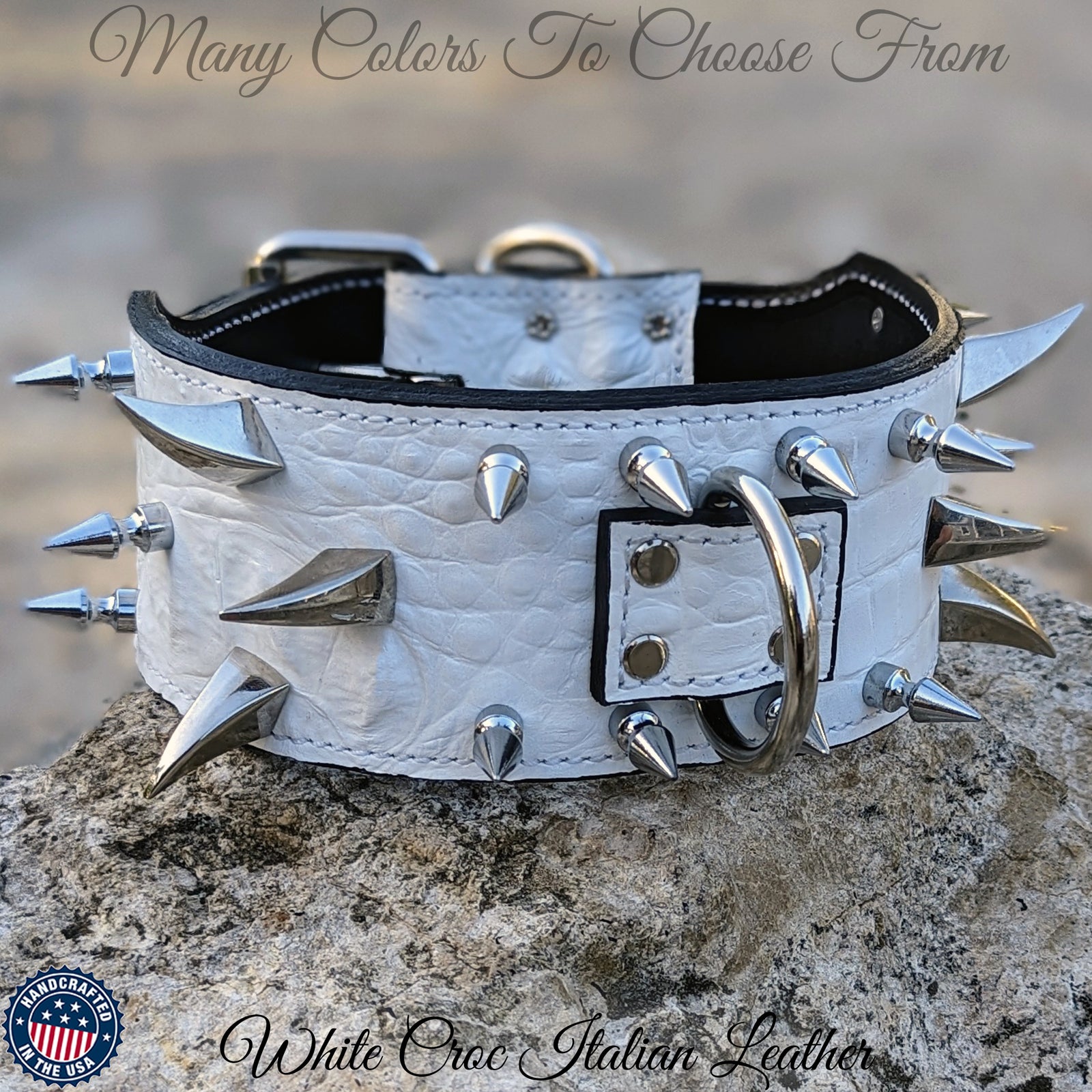 XC30 - 3" Wide Spiked Leather Dog Collar