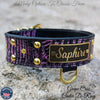 Leather Dog Collar, Personalized Name Plate Studded 2" Wide - N12