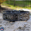 Leather Dog Collar, Personalized Name Plate Studded 2" Wide - N12