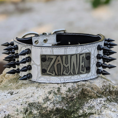 NJ10 - 2.5" Personalized Spiked Leather Collar