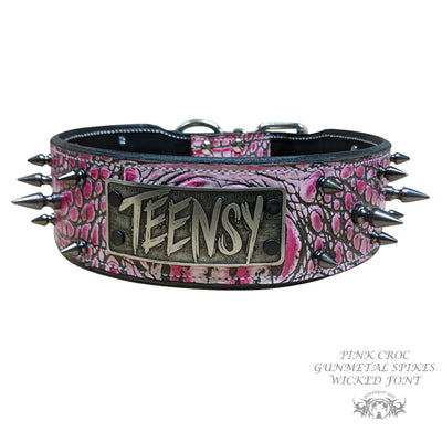 Pink spiked collar pitbull hotsell