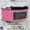 Leather Dog Collar Custom Name Plate Collar with Studs 3" Wide -NX33