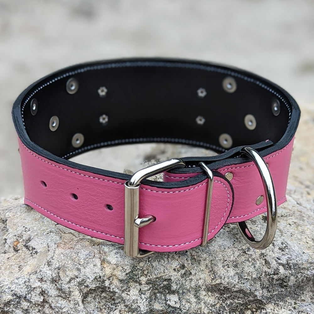 NX33 - 3" Wide Personalized Leather Dog Collar with Cone Studs