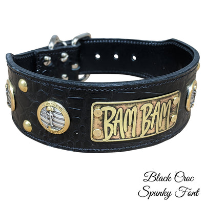 NJ6 - 2 1/2" Personalized Military Leather Dog Collar