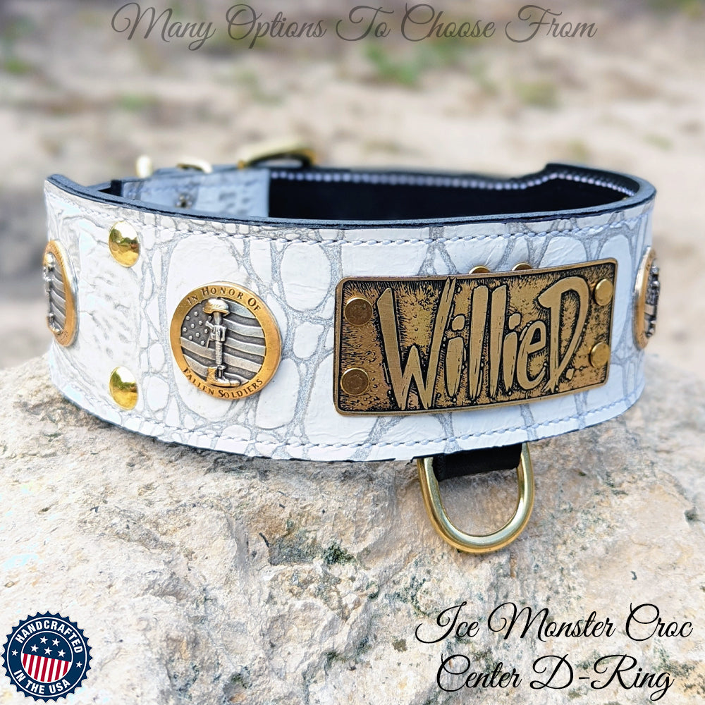 Blue – Military Tactical Dog Collar With Personalized Name Patch