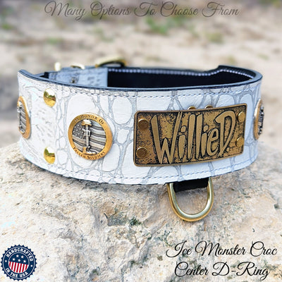 NJ6 - 2 1/2" Personalized Military Leather Dog Collar