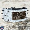 NX1 - Personalized Name Plate Spiked Leather Dog Collar - 3" Wide