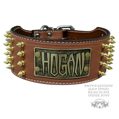 NX6 - 3" Personalized Spiked Leather Dog Collar