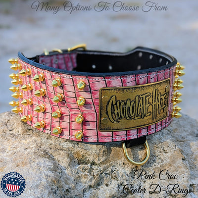 NX6 - 3" Personalized Spiked Leather Dog Collar
