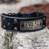 TW12 - 2" Tapered Leather Studded Dog Collar with Name Plate