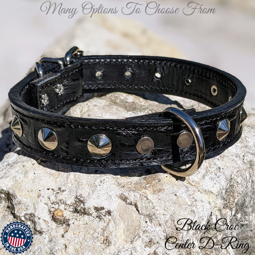 U14 - Custom 1" Wide Leather Studded Dog Collar