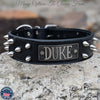 Leather Dog Collar Personalized Name Plate Bullet Studs 2" Wide - W50