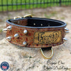 Leather Dog Collar Personalized Name Plate Bullet Studs 2" Wide - W50