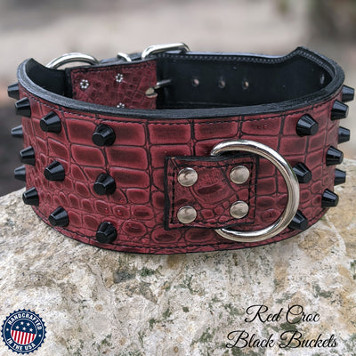 Studded Leather Dog Collar, Large Breed Leather Collar 3" Wide - X9