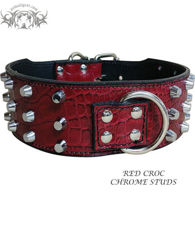 Studded Leather Dog Collar, Large Breed Leather Collar 3" Wide - X9