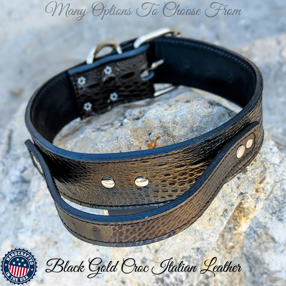 AGT1 - 2" Wide Leather Agitation Dog Collar with Handle