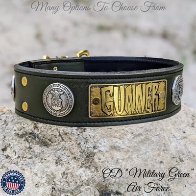 W51 - 2" Personalized Military Leather Dog Collar
