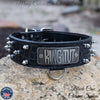 Leather Dog Collar Personalized Name Plate Spiked Heavy Duty 2" - W46