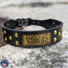 Leather Tapered Dog Collar Name Plate with Studs 2" Wide - N5