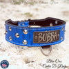 Leather Tapered Dog Collar Name Plate with Studs 2" Wide - N5