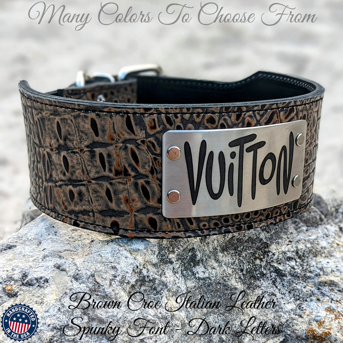 NX5 - 3" Wide Leather Dog Collar with Engraved Name Plate