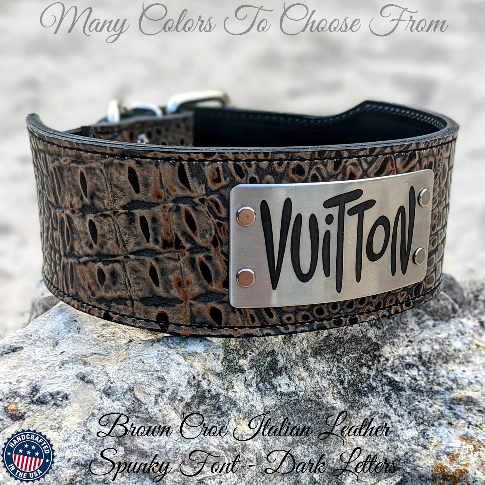 Collar de cuero para perros, collar con placa de identificación personalizada, 3" de ancho - NX5