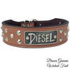 Leather Tapered Dog Collar Name Plate with Studs 2" Wide - N5