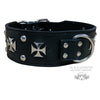 J16 - 2 1/2" Maltese Cross Studded Leather Dog Collar