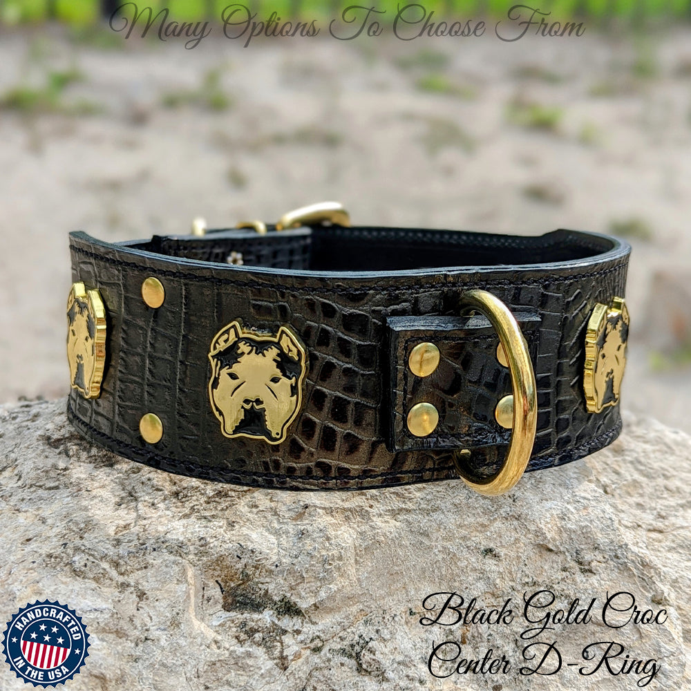 J5 - 2.5" Wide Bully Studded Leather Dog Collar