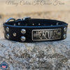 Leather Dog Collar Personalized Name Plate Studded 1.5" Wide - N10