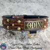 Leather Dog Collar, Personalized Name Plate Studded 2" Wide - N12