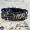 Leather Dog Collar, Personalized Name Plate Studded 2" Wide - N12